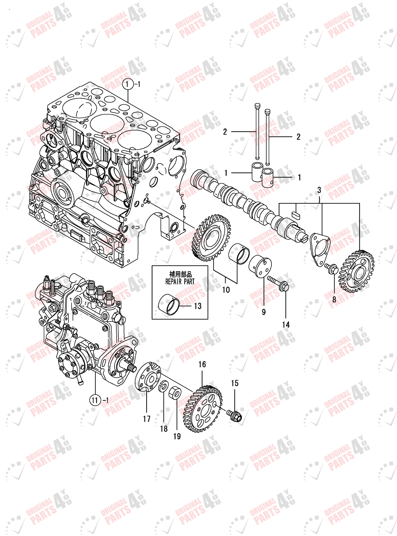 3TNV70-HPGE Yanmar Engine Parts