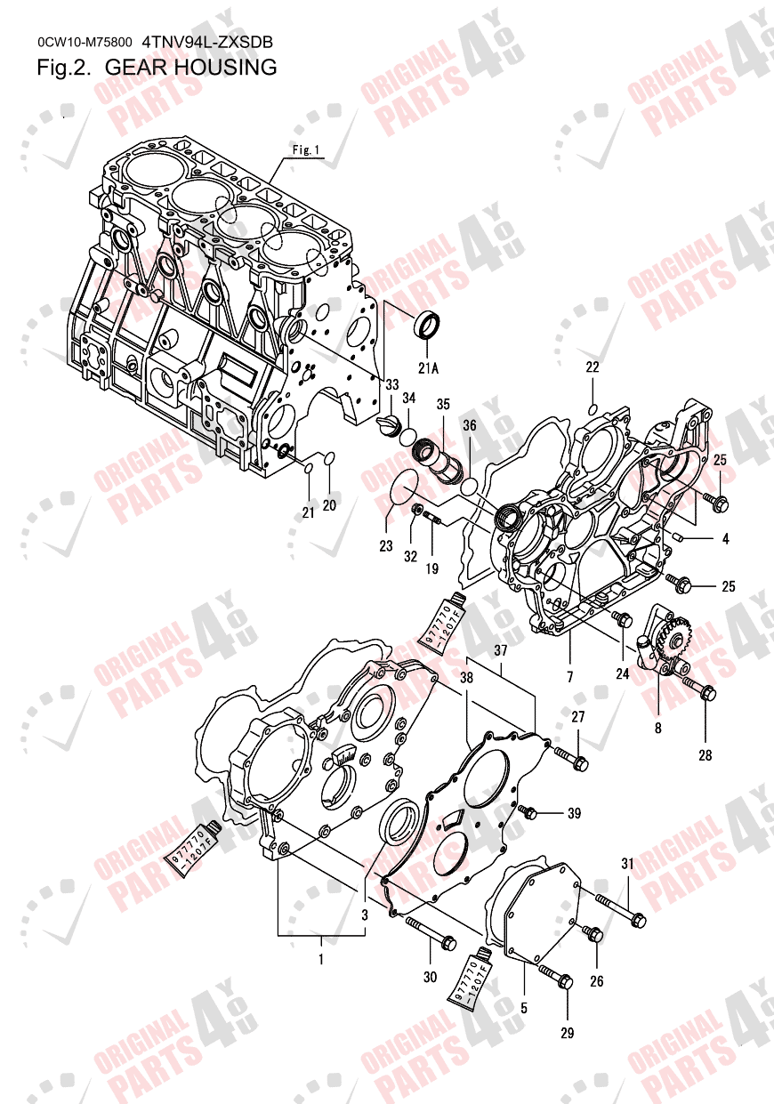 4TNV94L-ZXSDB Yanmar Engine Parts | 4 Cylinder Engine Catalog