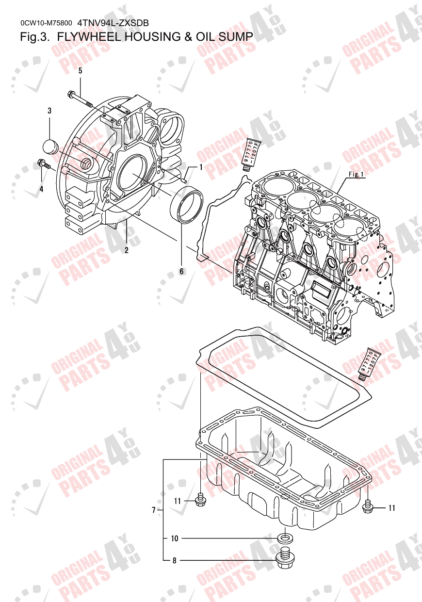 4TNV94L-ZXSDB Yanmar Engine Parts | 4 Cylinder Engine Catalog